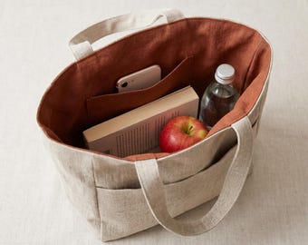 Einkaufstasche aus 100% Leinen, wiederverwendbare Markttasche, Leinen-Einkaufstasche, Lebensmittelgeschäft-Einkaufstasche, alltägliche Tragetasche, umweltfreundliches Geschenk für sie