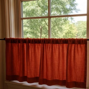 100% Pure linen cafe curtain, Kitchen cafe curtains, Bathroom cafe curtains sheer, Living room valances, Short rod pocket curtains