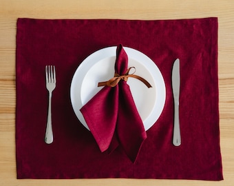100% Pure linen placemats set, Handmade placemat linen, Custom placemats, Placemats washable, Red linen placemats, Holiday placemats