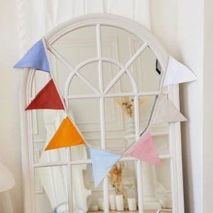 Linen bunting banner birthday,Linen flag bunting,Nursery linen bunting,Linen garland,Triangle fabric bunting banner,Linen baby shower banner