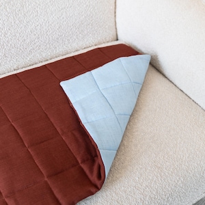 100% Linen Reversible Couch Cover, Linen sofa pad, Quilted couch slipcover, Sectional seat cover, Sofa mat for pets, Couch mat topper