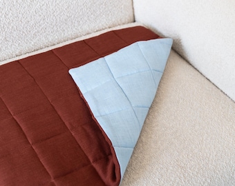 100% Leinen Reversible Couch Cover, Leinen Sofa Unterlage, Gesteppter Couch Bezug, Sitzabdeckung, Sofa Matte für Haustiere, Couch Mat Topper