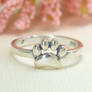 Sterling Silver Dog Paw Ring | Adorable Paw Print Jewelry for Pet Lovers | Perfect Gift for Animal Lovers