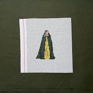 Blondie in a cloak needlepoint canvas | Hand Painted on 18 mesh | Stitch painted | See description for dimension details