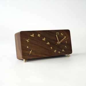 Solid walnut desk clock on a modern office desk – a stylish and functional addition to any workspace or home decor.