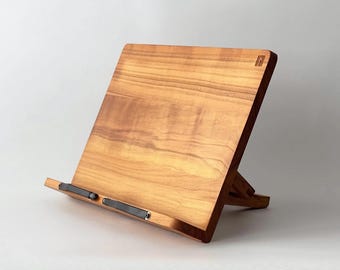 Personalized Solid Cherry Wood Reading & Cookbook Stand – Handcrafted Recipe Holder, Luxury Gift