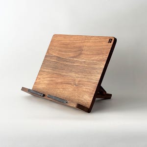 Personalized Walnut Wood Book Stand: Adjustable Recipe Holder