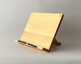 Personalized Solid Pine Wood Book Stand - Lightweight & Adjustable Recipe and CookBook Holder