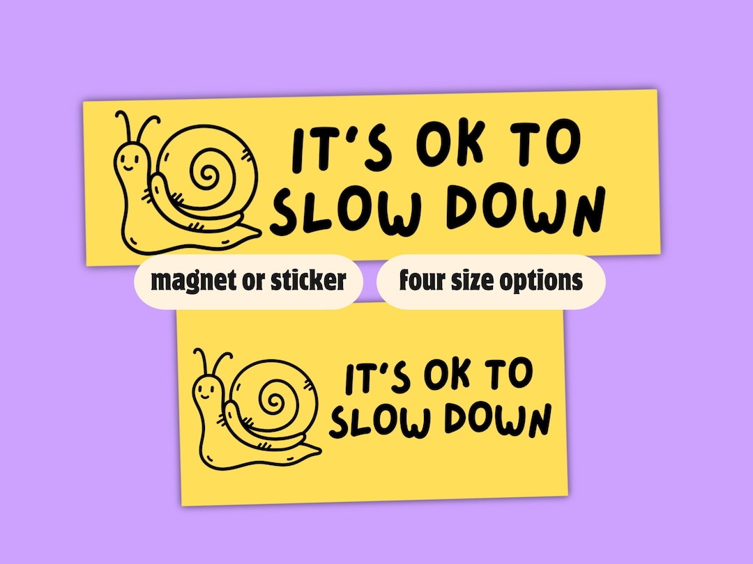 Slow Down Bumper Sticker | Snail Car Decal | Slow and Steady Waterproof ...