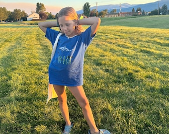 Blauw Shark Ocean-T-shirt voor kinderen gratis verzending!