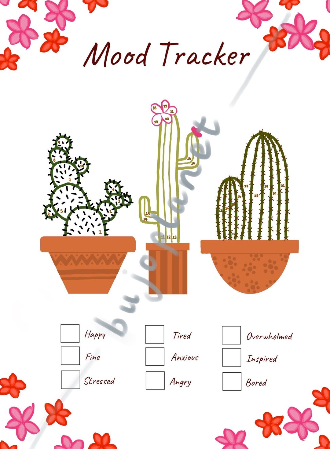 Daily Mood Tracker Printable Bullet Journalling Mental Health Tracker ...