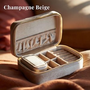 Set de 2 joyeros de terciopelo, estuche de viaje grande, mini organizador de bolsos y porta anillos de regalo