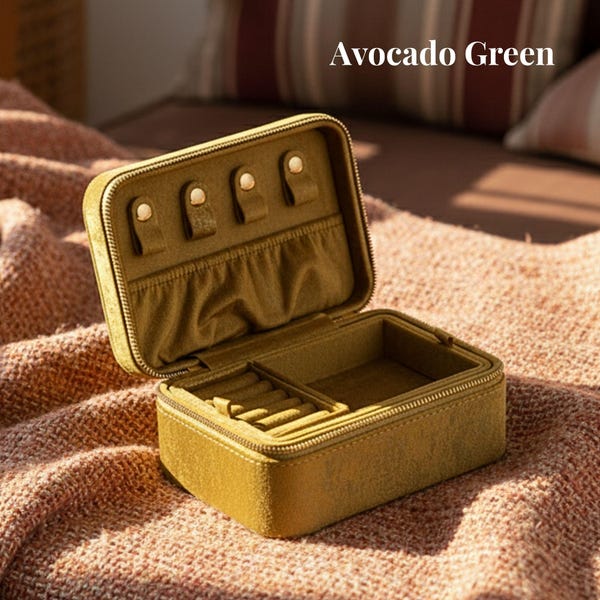Crushed Velvet Jewelry Box, Antique Style Travel Case