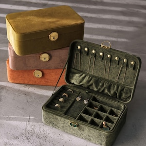 Samt Schmuckschatulle mit Verschluss, Reise Schmuckschatulle, Andenken Geschenk