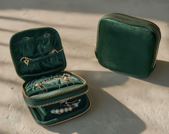 Velvet Jewelry Pouch Zipper, Accordion Travel Organizer, Soft Bracelet Necklace Case, Bridesmaid Gift