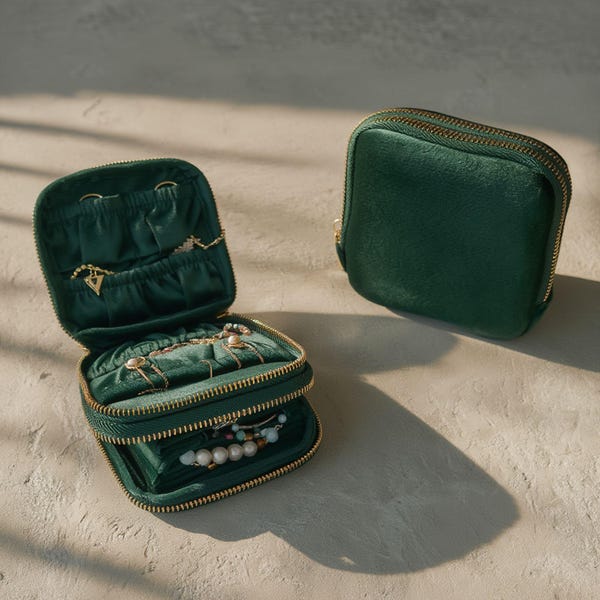 Velvet Jewelry Pouch Zipper, Accordion Travel Organizer, Soft Bracelet Necklace Case, Bridesmaid Gift