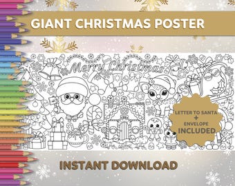Giant Christmas Poster / Giant Coloring Poster for Kids / Christmas Coloring Page / Large Coloring Page