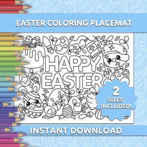 Mantel individual de Pascua para colorear | Printable Easter Placemat | Actividad infantil imprimible | Descarga instantánea PDF