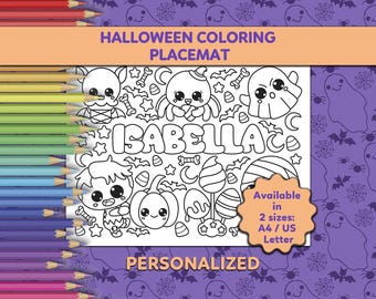 Gepersonaliseerde Halloween-kleurplaat – Leuke feestactiviteit (digitale download)