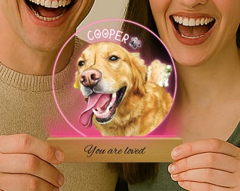 ペットのポートレートをカスタマイズできるナイトライト | パーソナライズされた愛犬メモリアルギフト