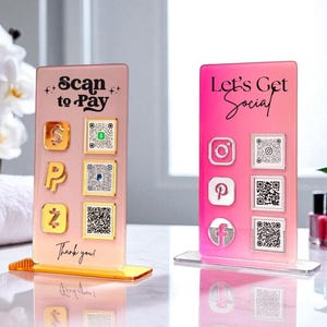 Acryl QR-Code Geschäft Schild | Social Media, Bezahlung, Website