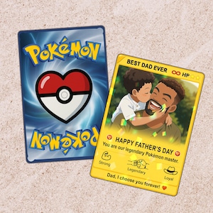 Carte d'anime personnalisée pour la fête des pères, cadeau fête des pères d'un enfant, cadeau gamer pour papa, carte d'anime avec photo personnalisée à échanger, cadeau mari gamer, nouveau papa