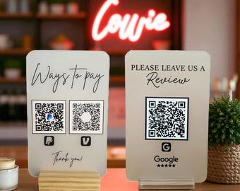 Personalized Business QR Code Sign, Payment & Review Display