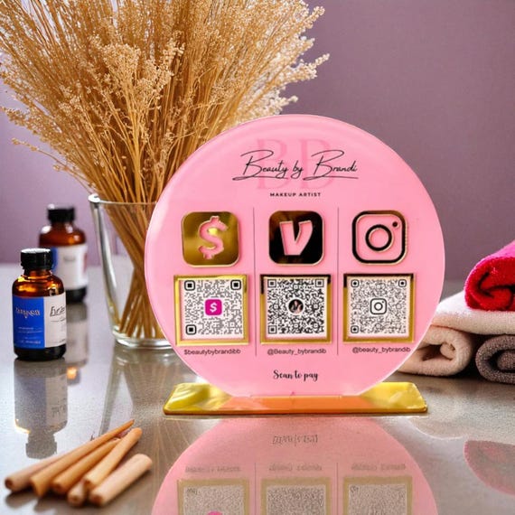 Custom Acrylic QR Code Sign: Payment sign, Social Media, Business Logo, Salon, nail signs