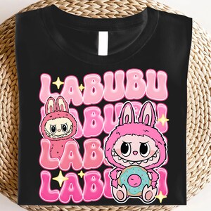 Labubu Kids Shirt, Kawaii Labubu Characters T-Shirt, Cute Cartoon Dolls Tee, Colorful Anime Chibi Style Shirt, Pink Cartoon Character Shirt