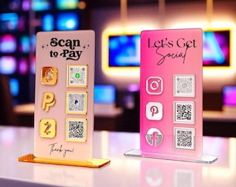 Custom Business QR Code Sign: Acrylic Payment & Social Media Display