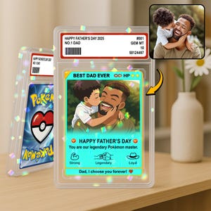Carte à collectionner anime personnalisée pour la fête des pères, bloc photo anime, cadeau nouveau papa, cadeau fête des pères, cadeau gamer pour papa d'un enfant, cadeau mari gamer