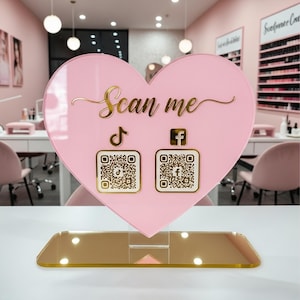 QR Code with Logo Instagram Facebook Business Social Media Sign | Salon Sign | Beauty Sign | Hairdressers Beautician Sign