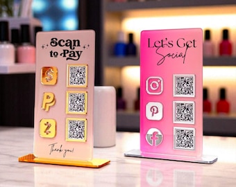 Acrylic QR Code Sign Business | Payment & Social Media, with logo