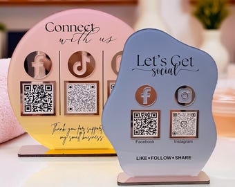 Custom Acrylic QR Code Business Sign, Social Media, Payment
