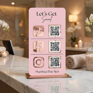 Panneau d'affichage de code QR en acrylique : Réseaux sociaux, Google Review, Scan to Pay