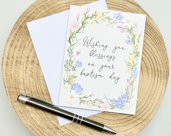 Baptism Card - Soft Floral Frame