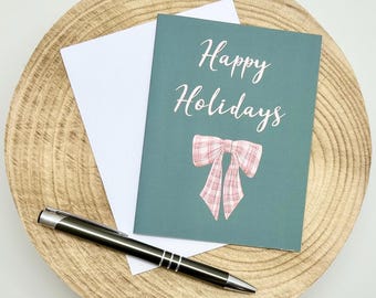 Holiday Card - Bow and Green Background