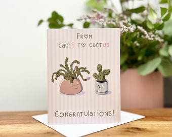 Cactus Wedding Card, Illustrated Congrats, Cacti Congratulations
