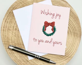 Holiday / Christmas Card - Wishing Joy - Wreath