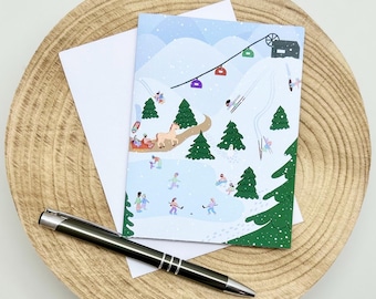 Winter / Holiday Card - Ski, Snowboard, Sleigh, Skate