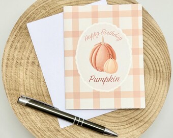 Pumpkin Birthday Card - Autumn / Fall Orange