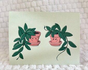 Hand Drawn Hoya Plant Valentine's Day Card