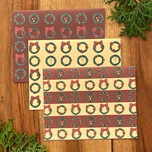 Lot de cartes pour Noël / Fêtes / Hiver - Jeu de cartes avec des couronnes, des poinsettias, des lumières, des cloches et des noeuds à rayures