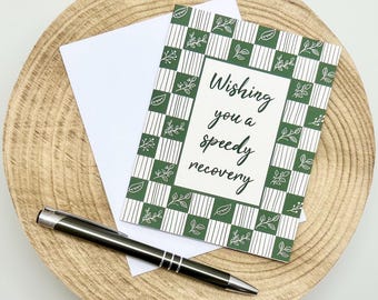 Wishing You a Speedy Recovery Card - Green Leaf Pattern