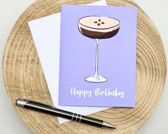 Espresso Martini Birthday Card - Purple