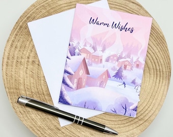 Winter Village Card - Warm Wishes - Hockey