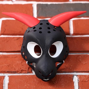 Goat Sheep Fursuit Head Base Moving Jaw Furry with Eyeblanks Horns 3D Printed PLA Custom Fursona DIY Creation Gift Designed by MaimFace