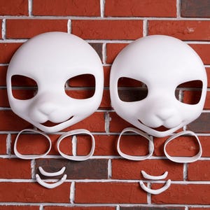Fursuit Head Base Sharp or Round Eyes 3D Printed PLA Japanese Beast Skull Dog Cat Head Eyeblanks Teeth for DIY Custom Fursona Creation Gift