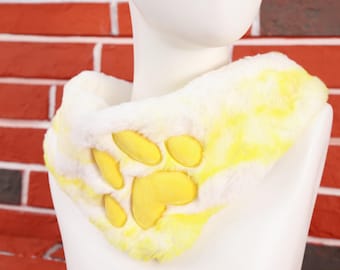 Furry Paw Print Neck Warmer Scarf Soft Cozy Handmade Fursuit Accessory Adjustable Button Wrap Cute Apple Case Gift Xmas Fursuit Outfit Gift