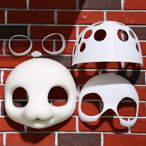 Soft Snoot Puppy Bubble Face Head Base Furry Fursuit Foam Base for DIY Cosplay Come with Eyeblanks for Furry Makers DIY Custom Fursona Gift